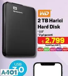 WD 2 TB HARİCİ HARD DİSK WD 2 TB HARİCİ HARD DİSK